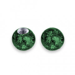 Náhradná gulička s kryštálmi Swarovski®, 3 mm, závit 1,2 mm, farba tmavo zelená