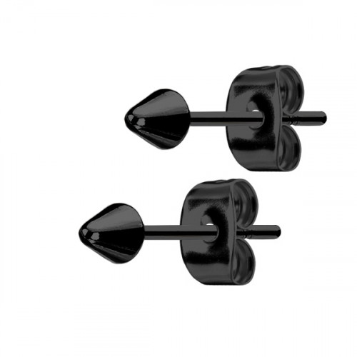 Oceľové náušnice - špičky čierne