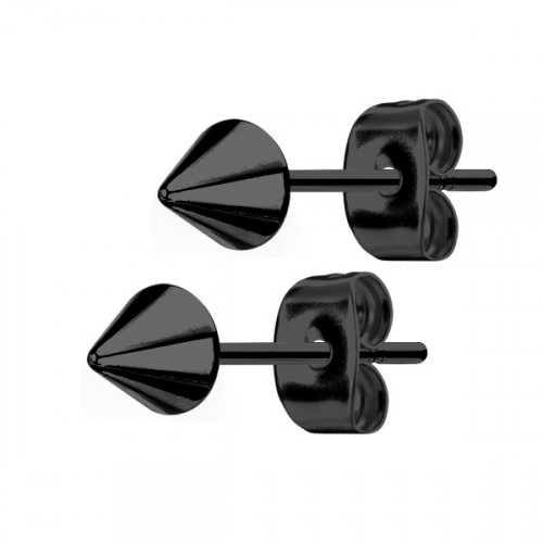 Oceľové náušnice - špičky čierne