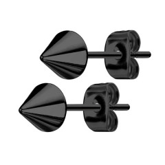 Oceľové náušnice - špičky čierne