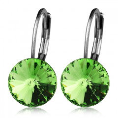 Oceľové náušnice - Peridot, 8 mm