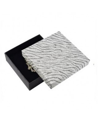 Škatuľka na súpravu šperkov, strieborná zebrovaná