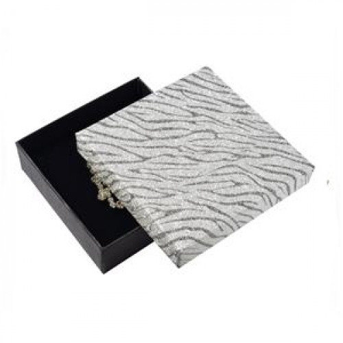 Škatuľka na súpravu šperkov, strieborná zebrovaná