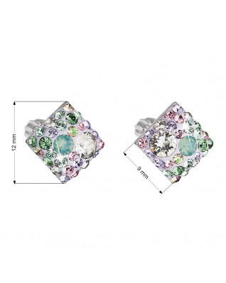 Strieborné skrutkovacie náušnice s kryštálmi Crystals from Swarovski®, Sakura