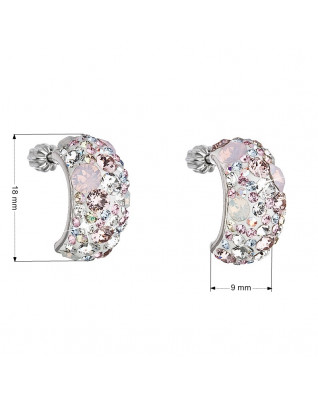 Strieborné skrutkovacie náušnice s kryštálmi Crystals from Swarovski®, Magic Rose