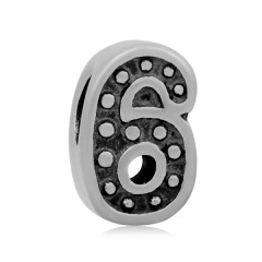 Navliekací oceľový prívesok korálku - číslice "6"