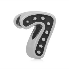 Navliekací oceľový prívesok korálku - číslice "7"