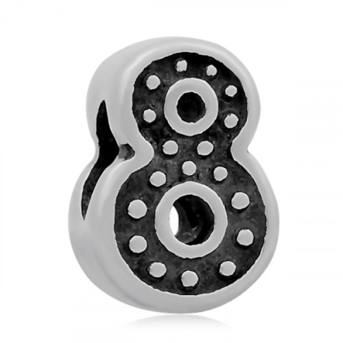 Navliekací oceľový prívesok korálku - číslice 8