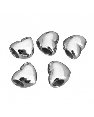 Navliekací oceľový prívesok korálek - srdiečko