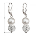 Strieborné náušnice s perličkami a kryštálmi Crystals from Swarovski® White