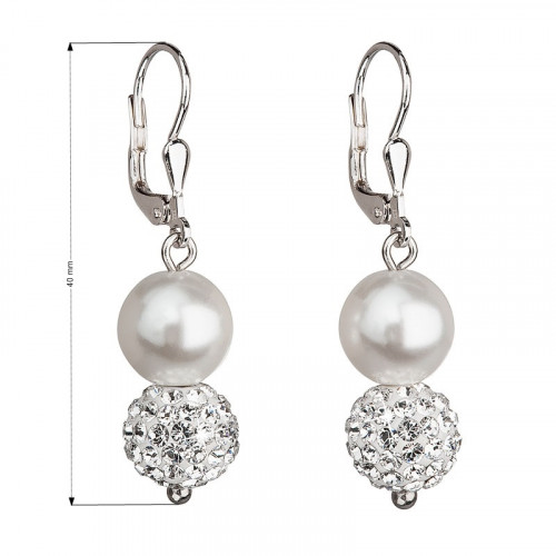 Strieborné náušnice s perličkami a kryštálmi Crystals from Swarovski® White