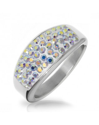Oceľový prsteň s kryštálmi Crystals from Swarovski® AB