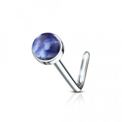 Zahnutý piercing do nosa - sodalít