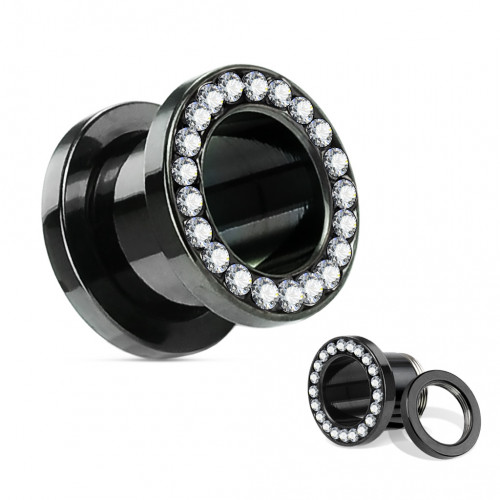 Čierny oceľový tunel s čírymi kamienkami