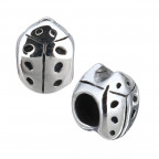 Navliekací oceľový prívesok korálek - lienka