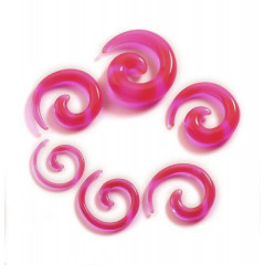 Rozťahovač do ucha - špirála ružová priehľadná