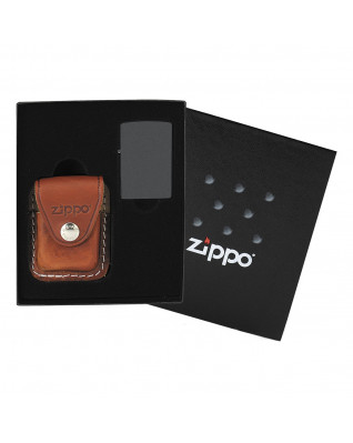 ZIPPO darčeková krabička s hnedým koženým vreckom na zapaľovač