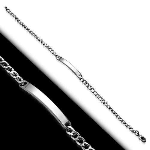 Oceľový náramok s doštičkou, šírka 4 mm