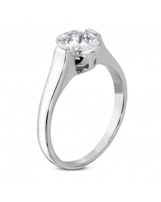 Oceľový prsteň so zirkónom