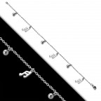 Retiazka na nohu s notami a guličkami