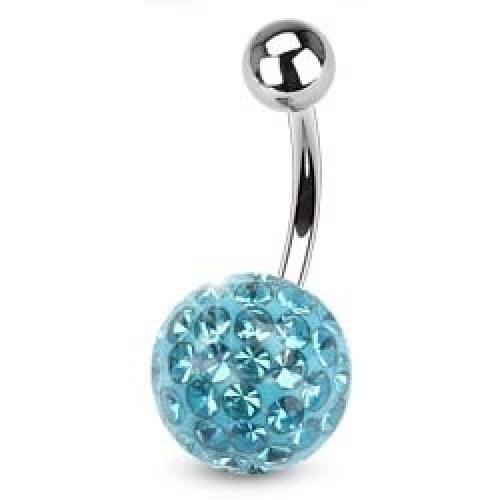 Piercing do pupku s kamienkami Crystals From Swarovski® AQUA