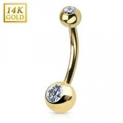 Zlatý piercing do pupku banánik veľký, Au 585/1000