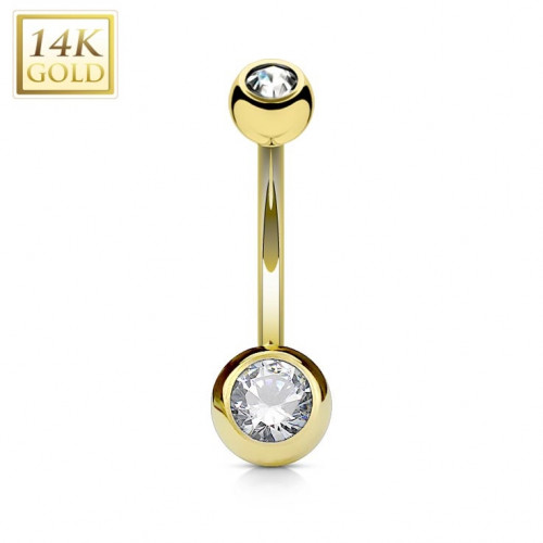 Zlatý piercing do pupku banánik veľký, Au 585/1000