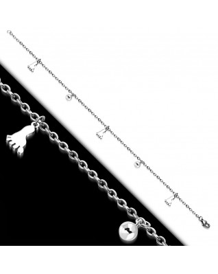 Náramok na nohu so stopičkami a guličkami