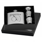 Oceľová vrecková fľaša - ploskačka 180ml + 2 kalíšky 30ml a lievik