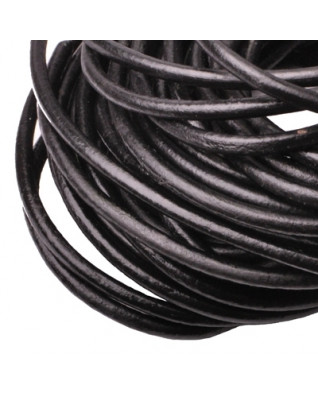 Kožená šnúrka okrúhla čierna, hr. 5 mm