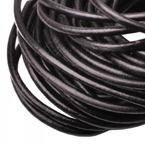 Kožená šnúrka okrúhla čierna, hr. 5 mm