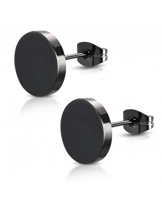 Čierne oceľové náušnice placky 10 mm