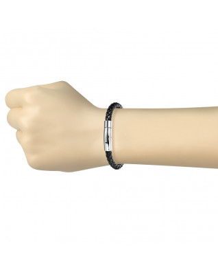 Náramok prepletaný čierny, dĺžka 19 cm