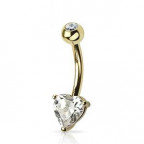 Zlatý piercing do pupku - srdiečko, Au 585/1000