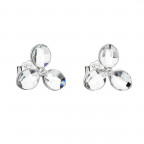 Strieborné náušnice pecka s kryštálmi Swarovski biela kvietka