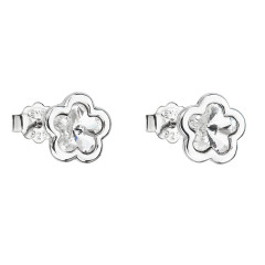 Strieborné náušnice kvietky Crystals from Swarovski® Crystal