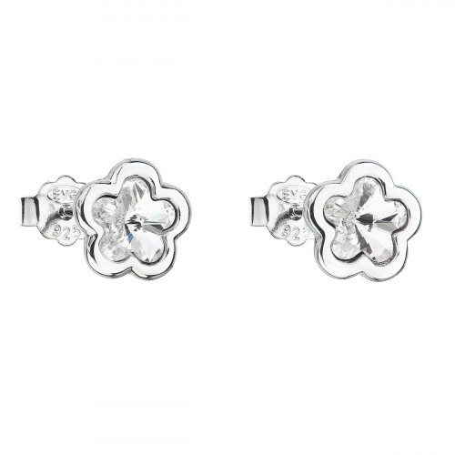 Strieborné náušnice kvietky Crystals from Swarovski® Crystal