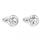 Strieborné náušnice pecka s kryštálmi Swarovski biela kvietka