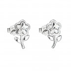 Strieborné náušnice pecka s kryštálmi Swarovski biela kvietka