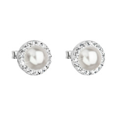 Strieborné náušnice s perlami a kamienkami Crystals from Swarovski® Crystal