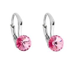 Strieborné náušnice s Crystals from Swarovski® Rose