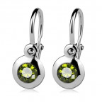 Detské náušnice strieborné, zirkón olivín