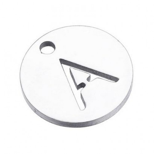 Drobný okrúhly oceľový prívesok - iniciála