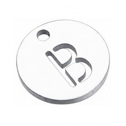 Drobný okrúhly oceľový prívesok - iniciála