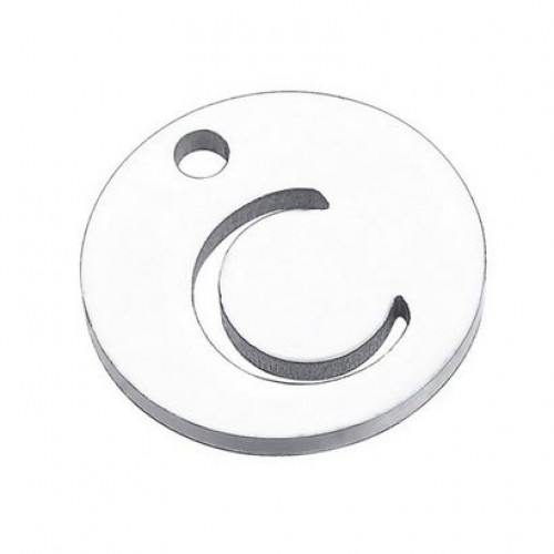 Drobný okrúhly oceľový prívesok - iniciála