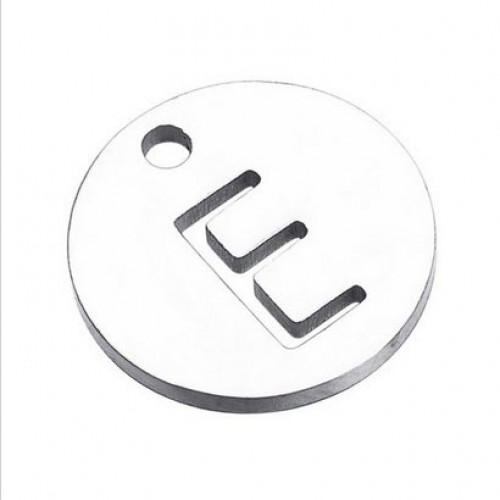 Drobný okrúhly oceľový prívesok - iniciála
