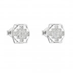 Strieborné náušnice pecka so zirkónom biely štvorec