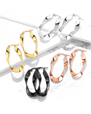 Čierne oceľové náušnice kruhy zvlnené