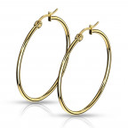 Pozlátené oceľové náušnice - kruhy 40 mm