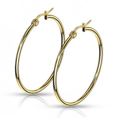 Pozlátené oceľové náušnice - kruhy 40 mm